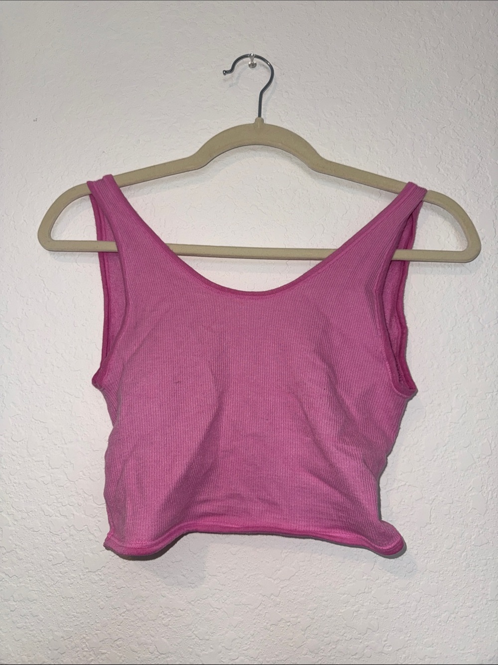 Urban Outfitters Out From Under M/L - Pink Ribbed Scoop Crop Tank